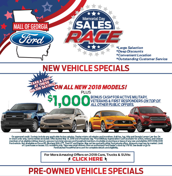 Memorial Day Sales Race Mall of Georgia Ford